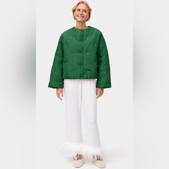 Sleeper quilted, light-weight cropped puffer jacket green - s/m - NWOT - Picture 1 of 11